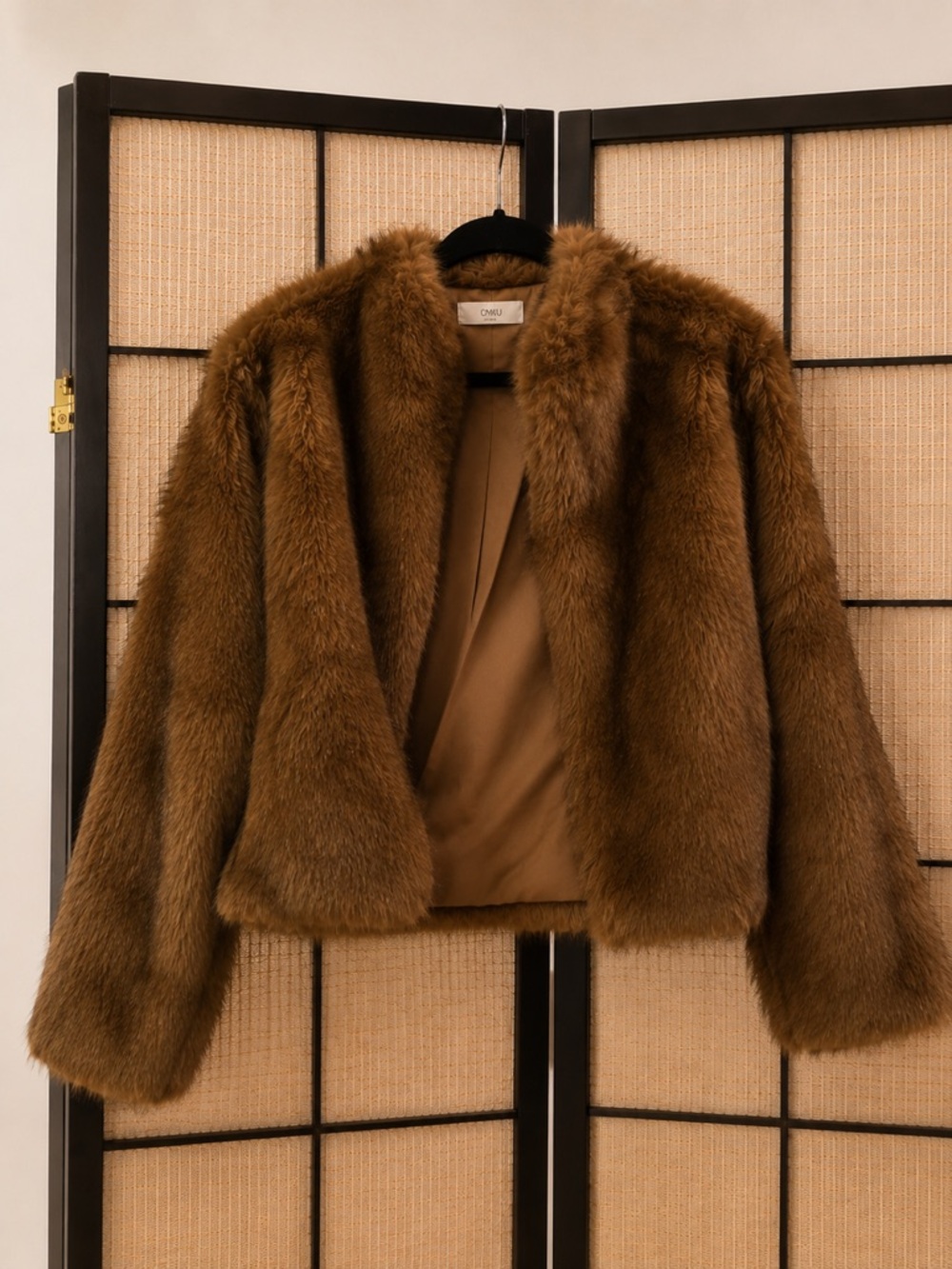 NEW Brown Cropped Faux Fur Jacket